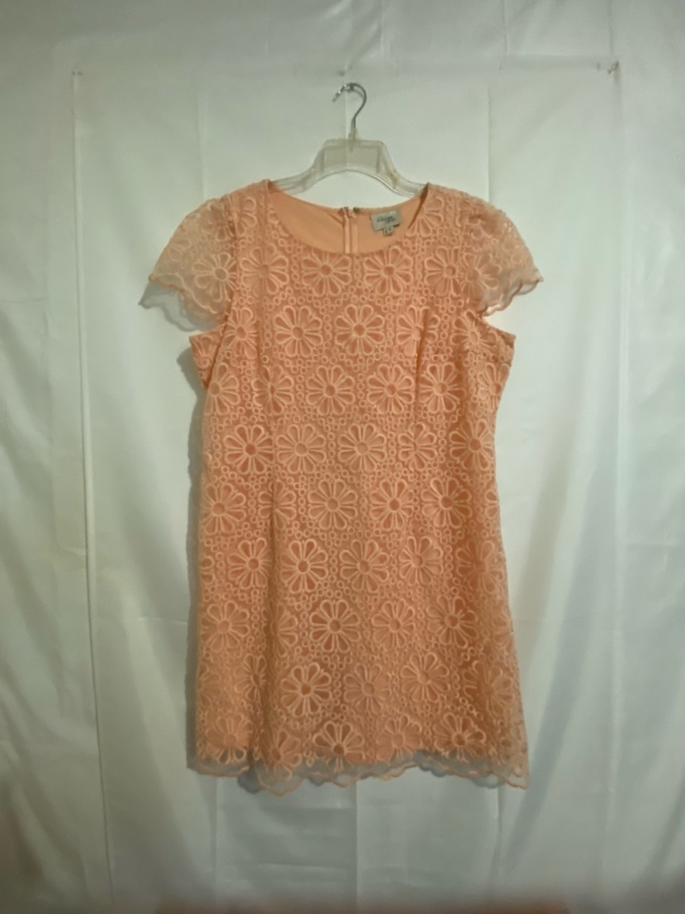 Beige by eci Peach Floral Lace Mini Dress